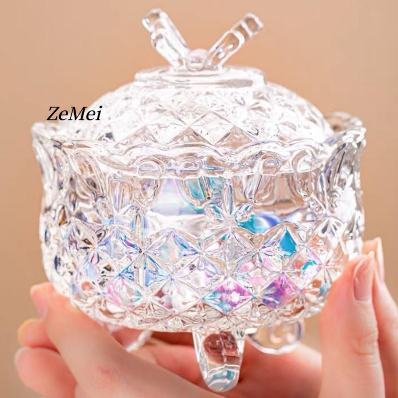 European-Style Glass Tripod Butterfly Transparent Storage Jar,Jewelry Organizer Glass Jar With Lid Candy Container Decoration