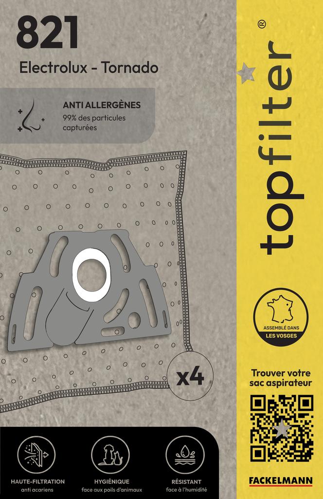Sada 4 sáčků do vysavače pro Tornado a Electrolux TopFilter Premium ref. 64821