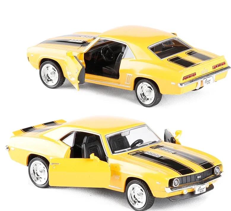 1:36 Chevrolet USA 1969 Camaro SS Vintage Matt Schwarz Diecast Metall Auto Modell Spielzeug Für Sammlung Geschenk Kinder A318