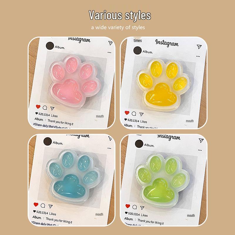 Custom 3D Cat Paw Phone Holder: Foldable, Adhesive, Cartoon Design, Retractable, Portable, and Cute.