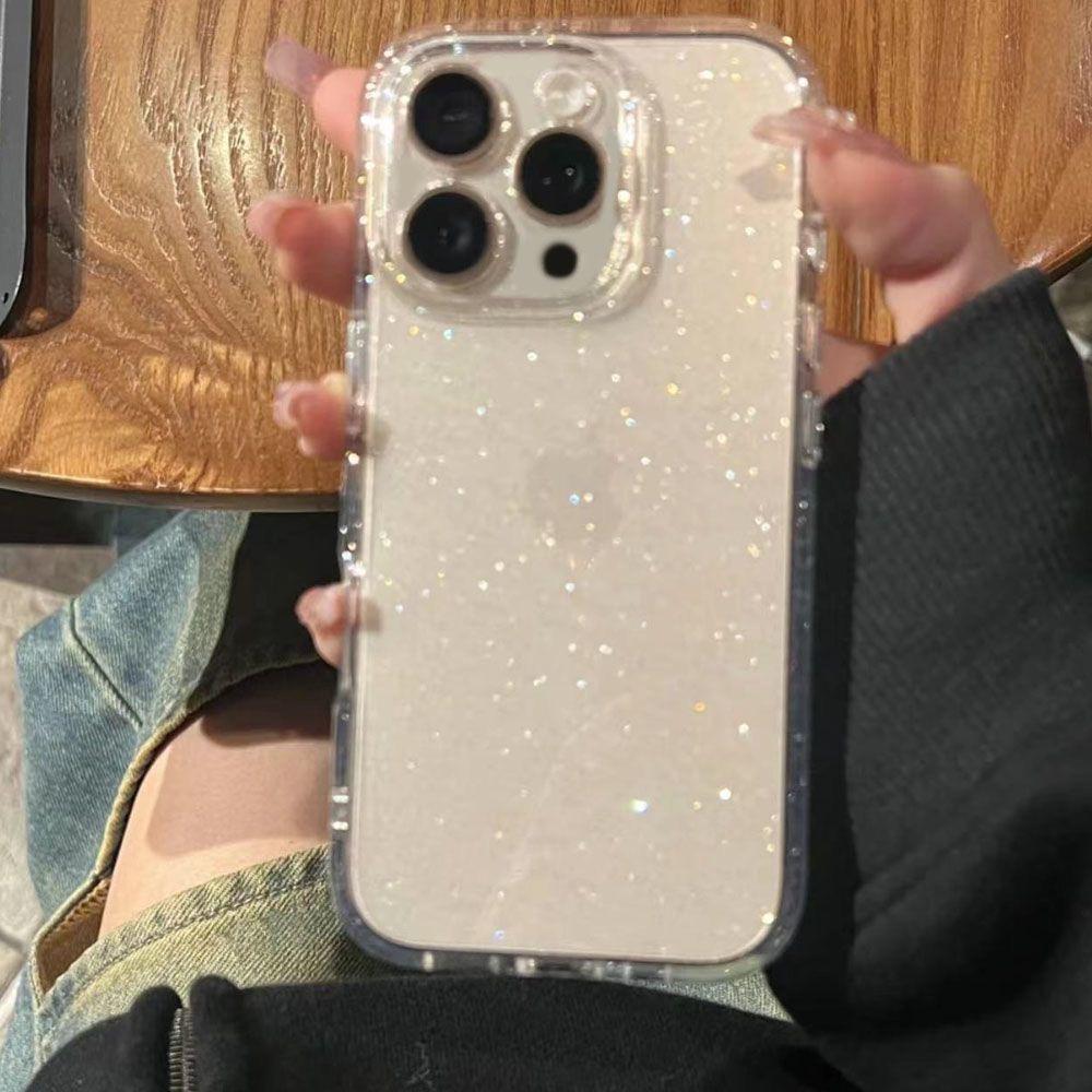 Soft Glitter Transparent Phone Case For iPhone 16 15 14 13 12 11 Pro X XS XR Max 8 7 Plus Shockproof Silicone Clear Bumper Cover