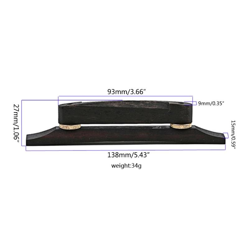 Wood Adjustable Bridge Guitar Bridge Ebony Hardware Accessory for Archtop Guitar