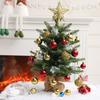 Artificial Mini Christmas Tree Small Xmas Pine Tree with Burlap Base Tabletop Green/Snow Flocked Christmas Tree for Indoor Table Centerpiece