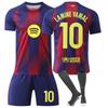 (24(130-140CM)) Șosete Sport Negre Barca Obțineți Imprimare Gratuită #10 Tricou și Pantaloni Scurți Albastri Lamine Yamal