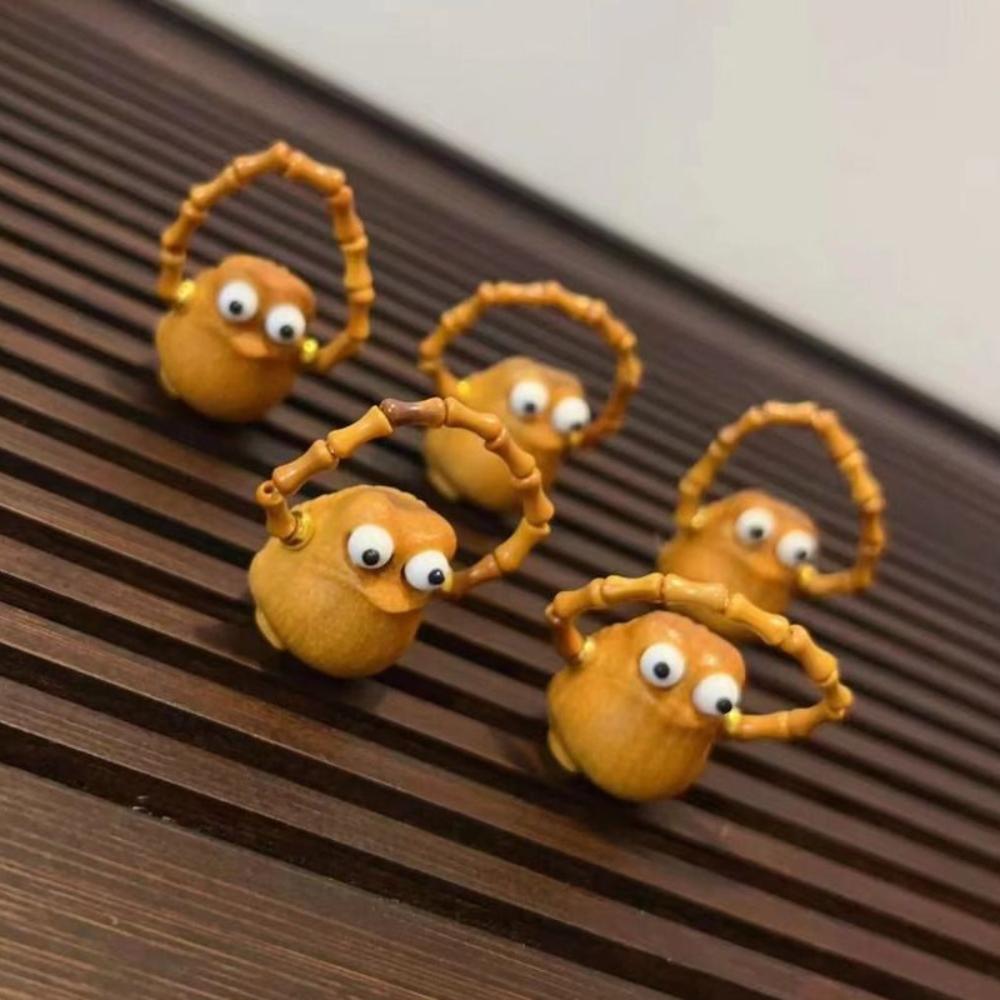 Ghost Funny Ring Adjustable Wood Beaded Rings Creative Sandalwood Ring  Unisex