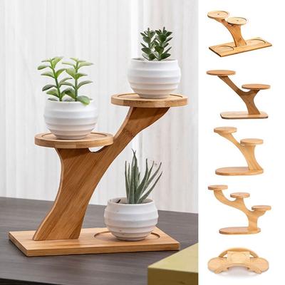 Bambus Holz Blumentopf Untersetzer Mehrschichtiger Pflanzenständer Sukkulenten Bonsai Organizer Gartenbedarf Schreibtisch Dekoration Blumenständer