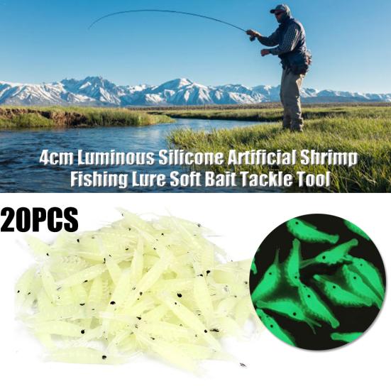20Pcs 4cm Luminous Silicone Artificial Shrimp Fishing Lure Soft Bait Tackle Tool