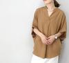 Japanese summer new spring and autumn V-neck pullover loose and thin solid color shirt top women's shirt