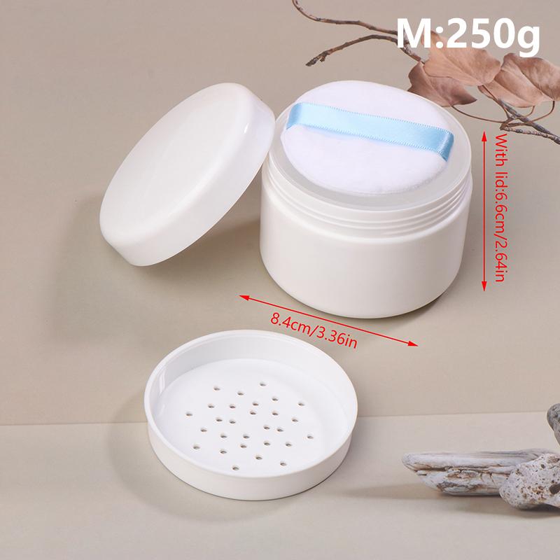 

200/250/300g Refillable Loose Powder Case – With Sifter Lid and Puff, for Setting, Honey, and Face Powder