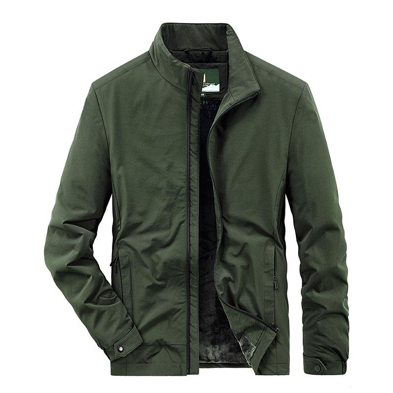 Autumn and Winter New Velvet Jacket Men's Four-sided Elastic Middle-aged Outdoor Sports Loose Breathable Top Coat