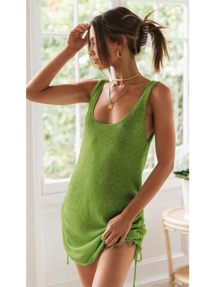 Dámské Sexy Pletené Plážové Bikini Cover-up Bez Zad Letní Pohodlné Šaty Lehké Vysoce Rozpoznatelné Elegantní s Lichotivým Chic Šaty