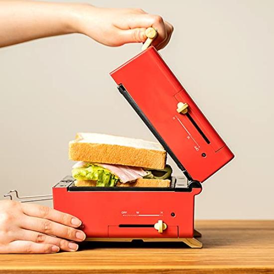 PRISMATE Grilled Hot Sand Maker with 3 Types of Plates and Fun Recipe Book PR-SK033 (RD (Red))