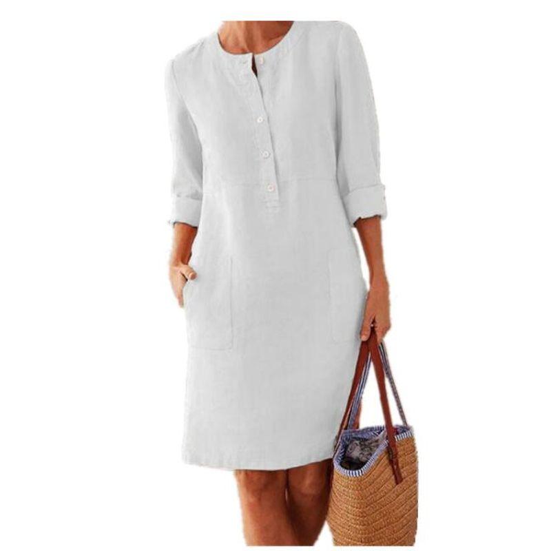 

round Neck Long Sleeve Dress for Women round-Neck Long-Sleeved Dress Ivory 4XL(4XL)