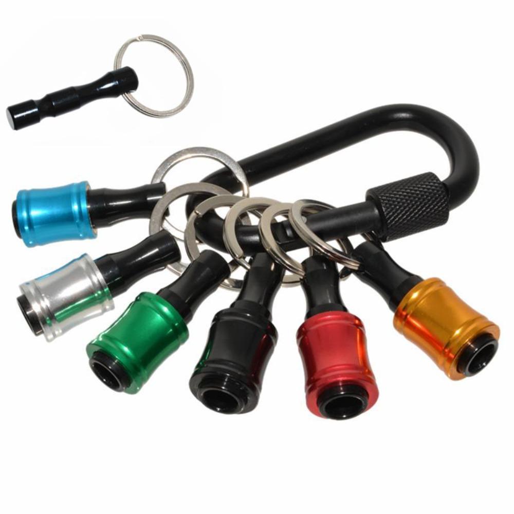 6pcs Hexagonal Shank Screwdriver Head Holder Portable Hand Tool Key Chain Adapter Drill Bit  Outdoor