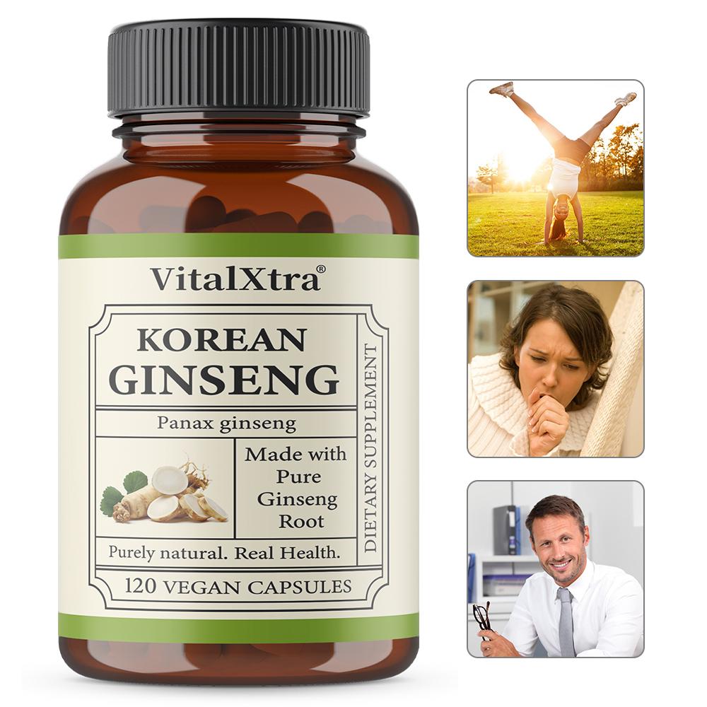 Bio Koreanische Ginsengwurzel 1000mg 120 Vegane Kapseln Nahrungsergänzungsmittel