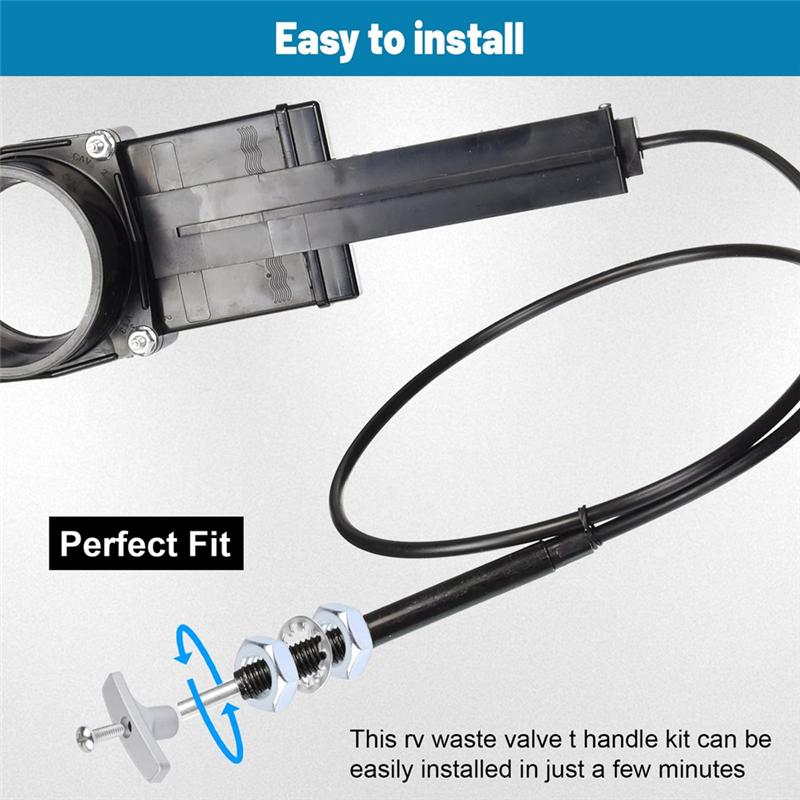 RV Sewer Valve Handle Replacement For Waste Valve Extension Tube, RV Waste Valve Aluminium Handle Kits-A87Q