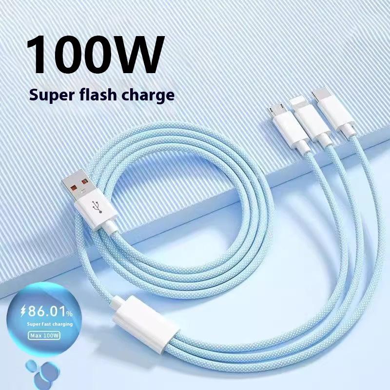 6A 240W Three-in-One Super Fast Charging Cable for Huawei, Honor, Vivo, Xiaomi, OP, Android
