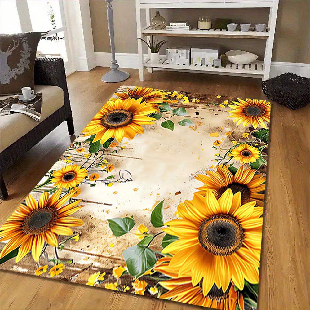 Vintage Floral Wall Mural Decoration,Carpet,Living Room,Bedroom, Non-slip,Square rug