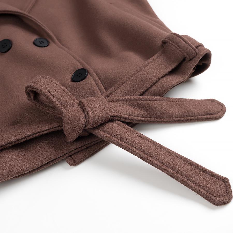 2024 Women's European & American Winter Fashion: Simple Suit Collar Long Sleeve Tie Jacket