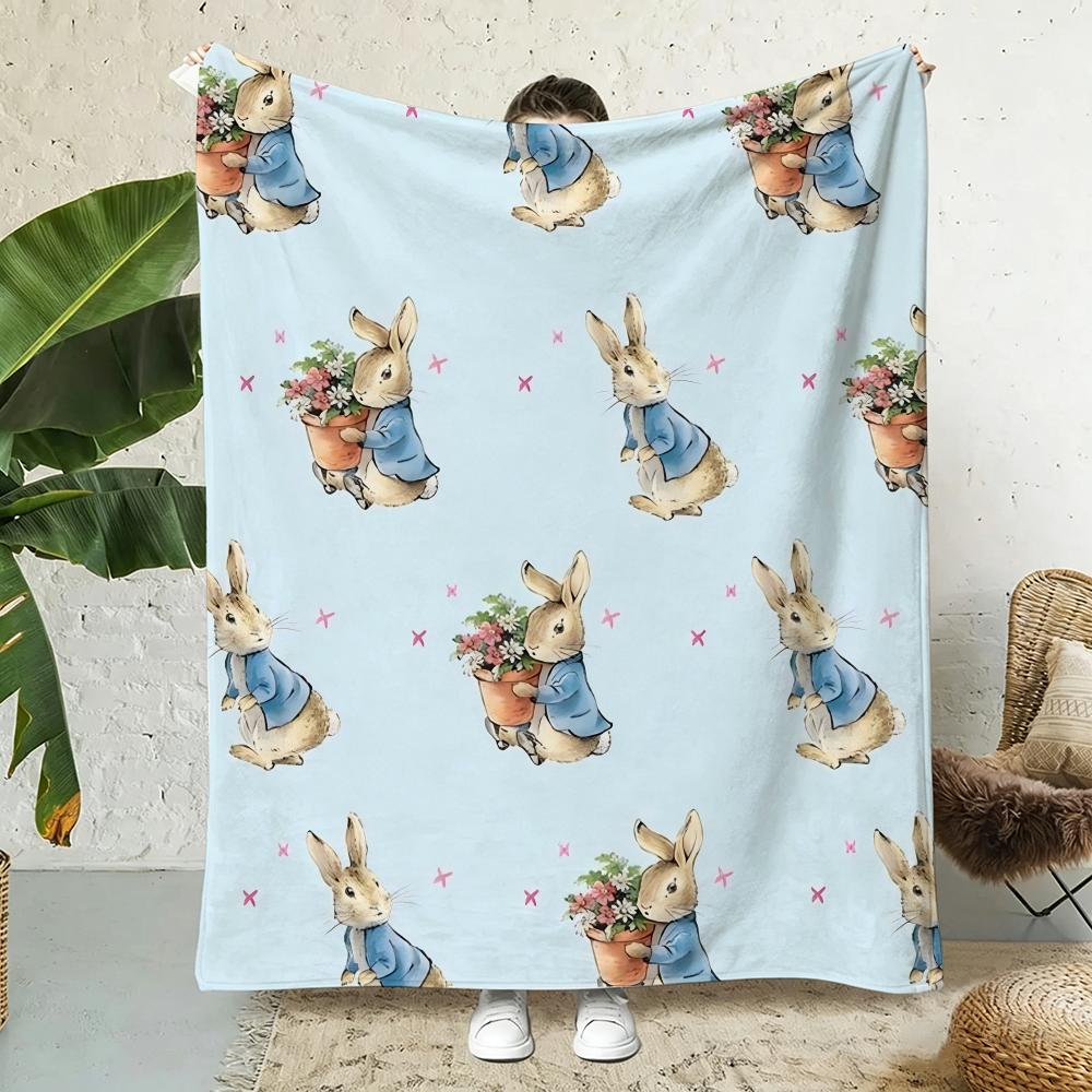 P-Peter Rabbit printing Throw Lightweight 240g Flannel Blanket Soft Skin-friendly for Summer Cooling 80x120cm(31x47inch)