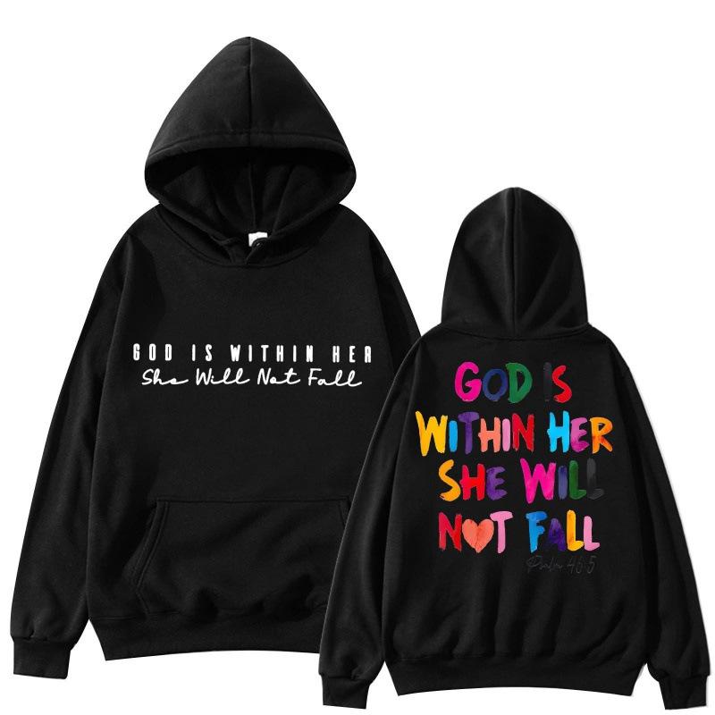 Letter Print Hooded Sweatshirts Women'S Basi