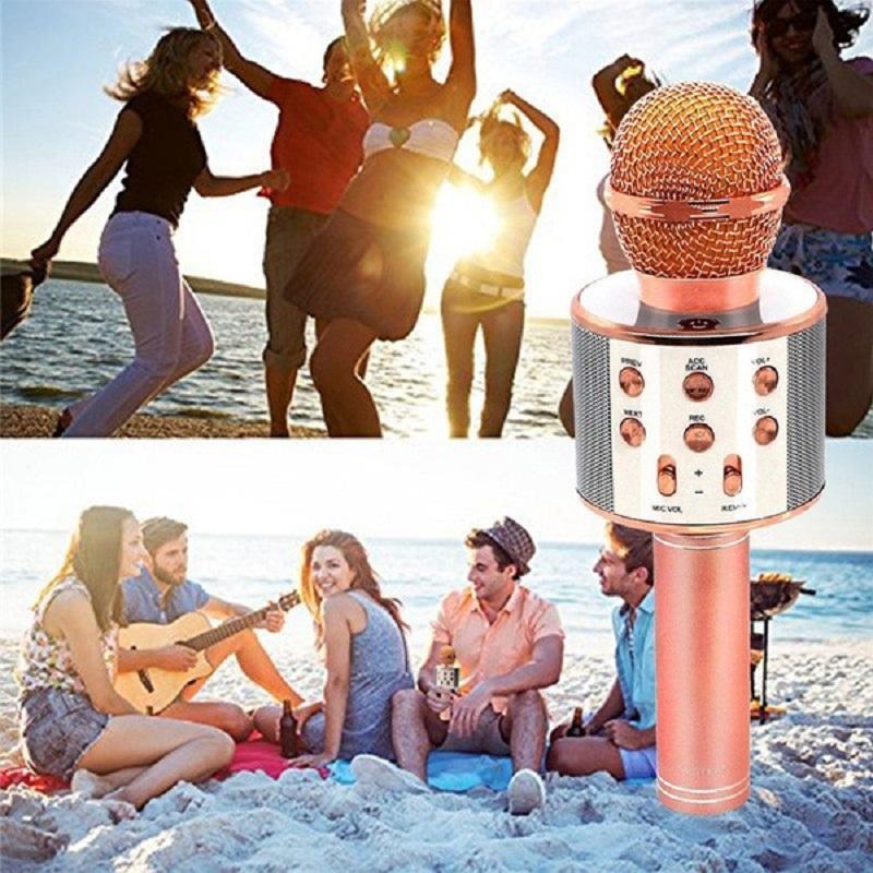 Bezdrátový Bluetooth mikrofon Handheld Karaoke Mic Audio Přenosný reproduktor Nahrávání hudby Mikrofony Domácí párty Venkovní párty