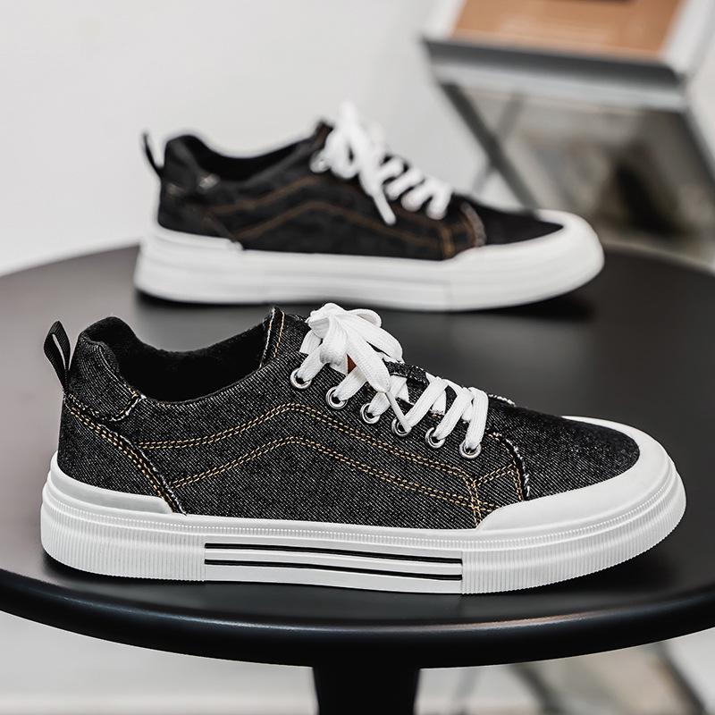 Scarpe casual da uomo in denim a taglio basso, taglia grande, stile coreano, versatili scarpe da skate per primavera e autunno