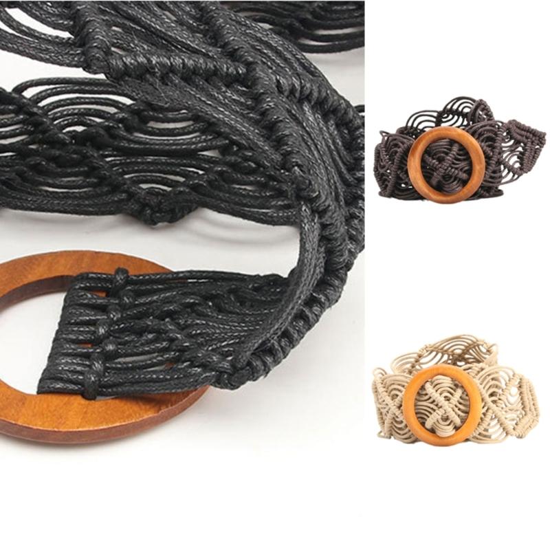 Ethnic Braided Waxed Cord Wide Belt For Women Stylish Adjustable Waistband With Tribal Design Comfortable Daily Wear