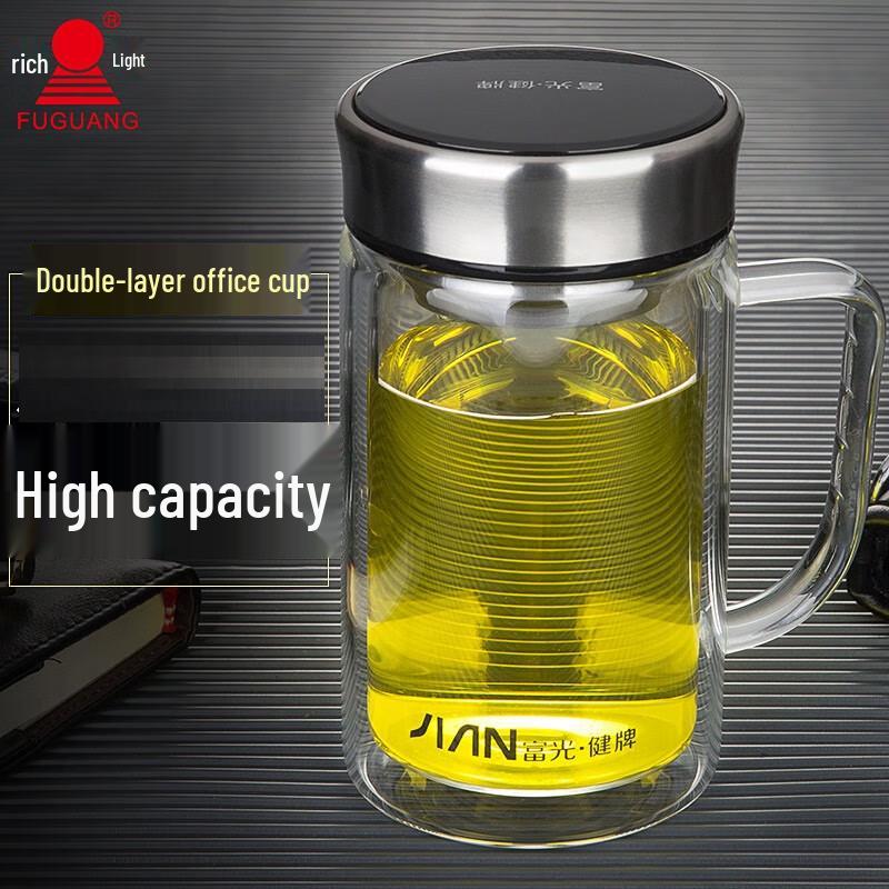 Fuguang Double-Wall Glass Mug with Handle