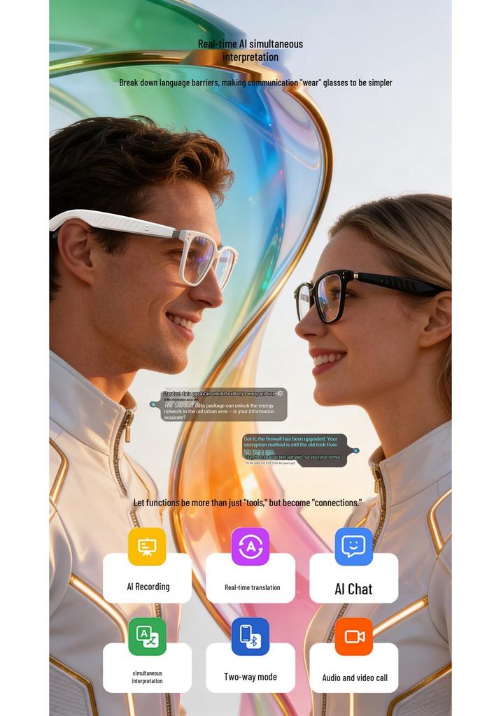 F66 AI Bluetooth Glasses: Real-time Translation In 100+ Languages, Music & Calls Smart Glasses