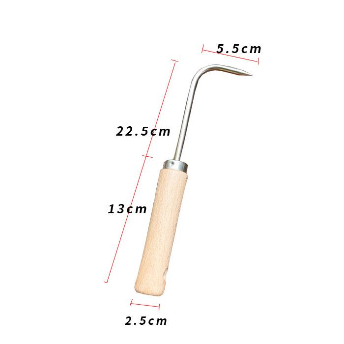 1 Stück Langer Holzgriff Edelstahl Gartenunkrautstecher Hand-Unkrautentferner Cutter Abzieher Werkzeuge Multifunktions-Unkrautstecher Pikierer