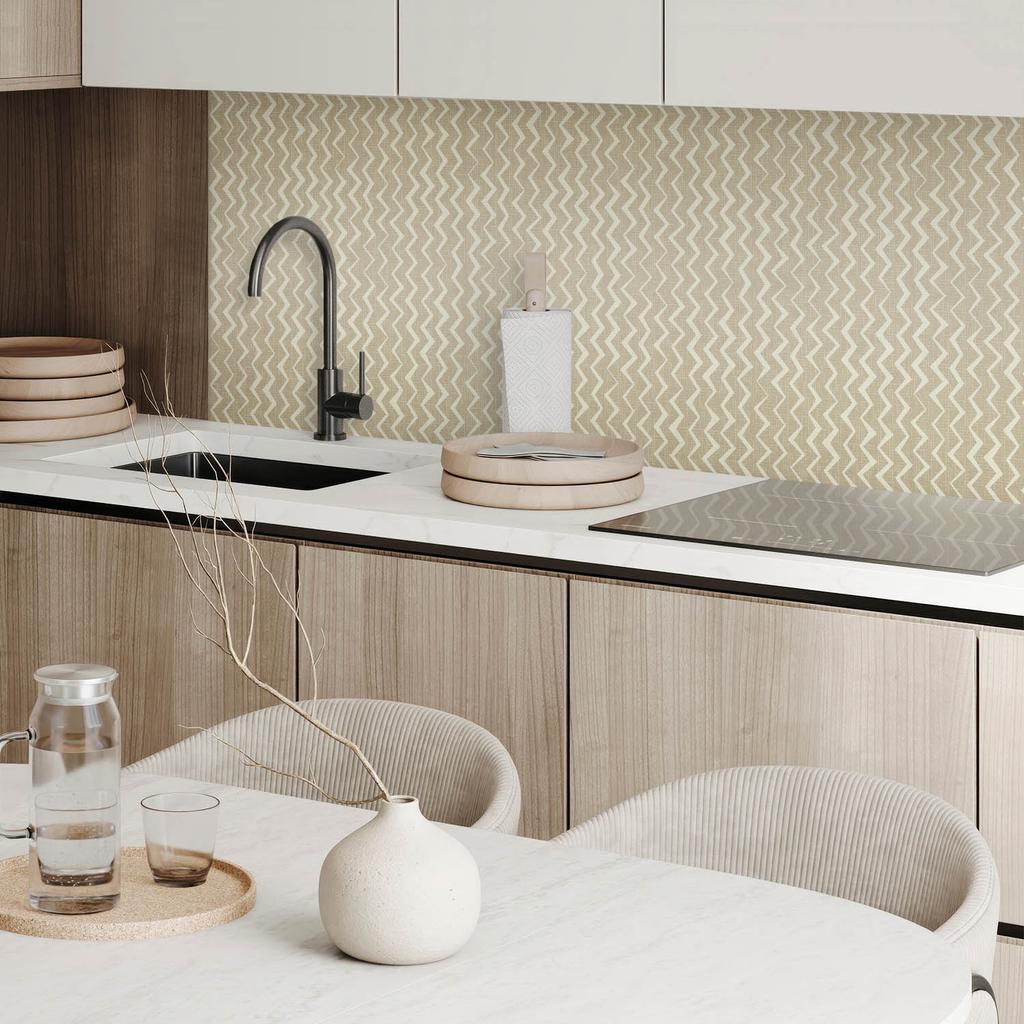 Aesthetic Vinyl Wall Covering with Print 100x50 Cm Zigzags On a Textured Background