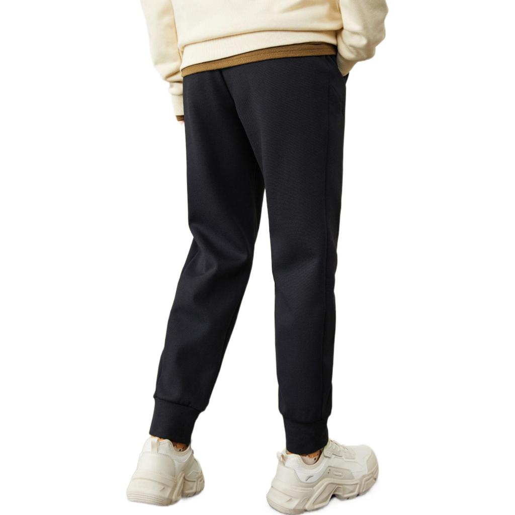 Anta Solid Color Brand Logo Fleece Lined Sweatpants Women's Black 162247311-1
