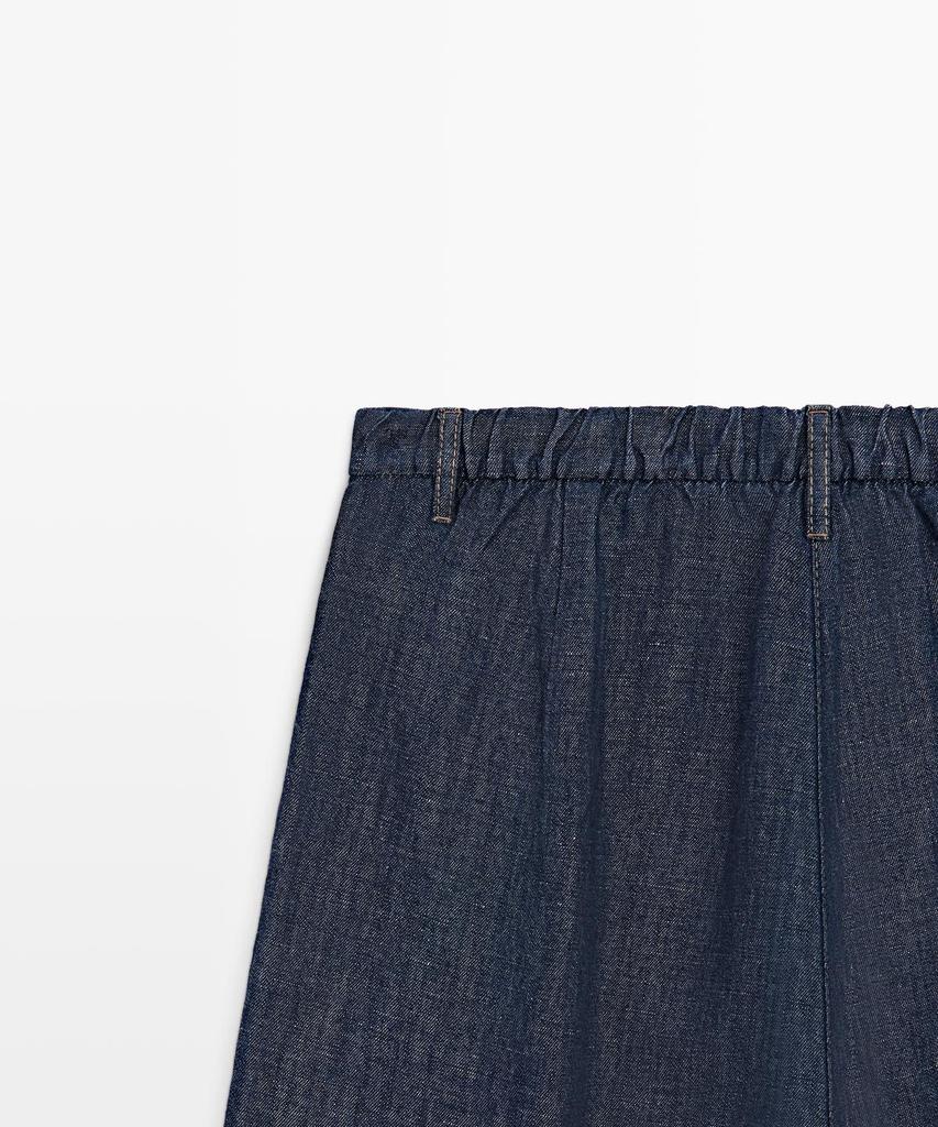 Masimodutti Linen Blend Wide Leg Denim Pants