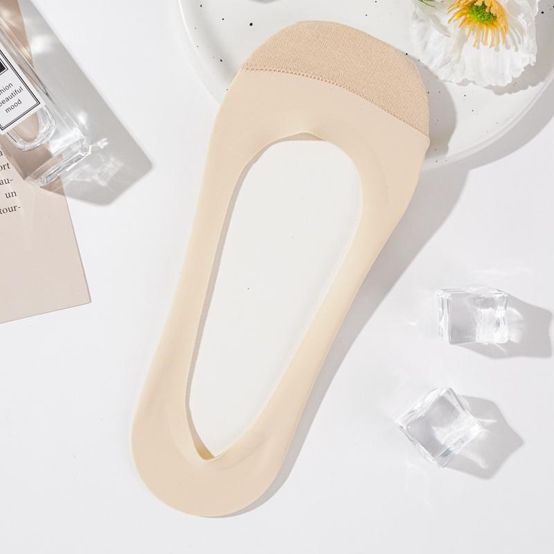 

Носки Ice Silk Boat для женщин, носки с хлопковой подошвой, низкие, нескользящие, модные, противоразрывные носки One size бежевый