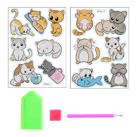 Sada 1 sady samolepek s drahokamy Kreativita Nálepka se vzorem šumivé kreslené kočky Láhev na notebook