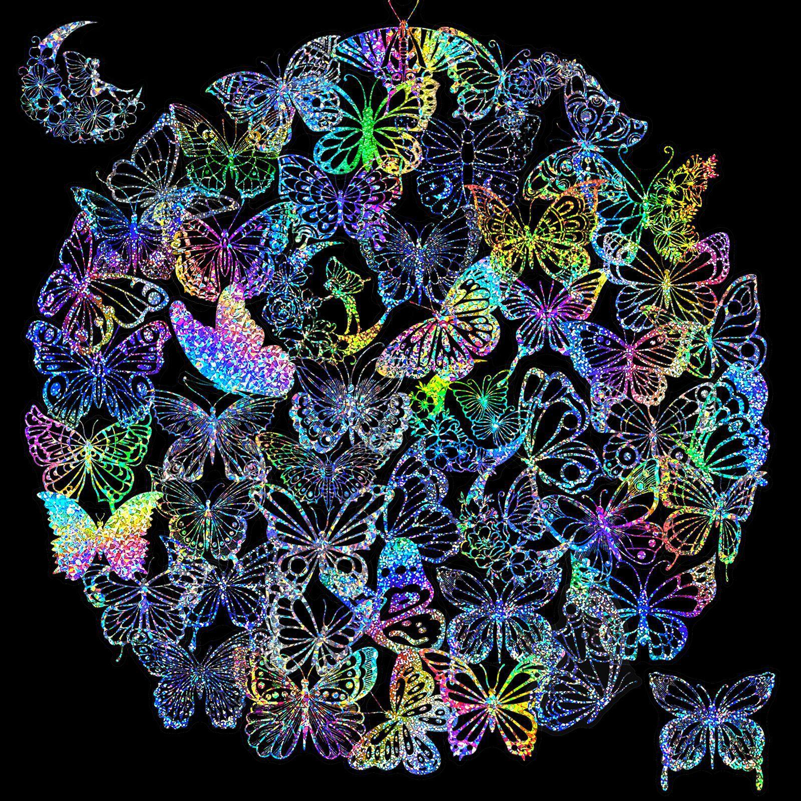 

100 Transparent Butterfly Laser Stickers Holographic Stickers