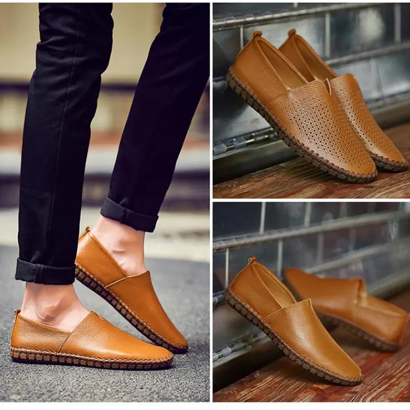 Men's Leather Casual Loafers Shoe Wedding Dress Shoes New Big Size Moccasins Shoes