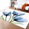Blue Tulip Washable Area Rugs Transparent Flowers Minimalist Modern Art Non Slip Rugs for Living Room Bedroom, Low Pile Floor