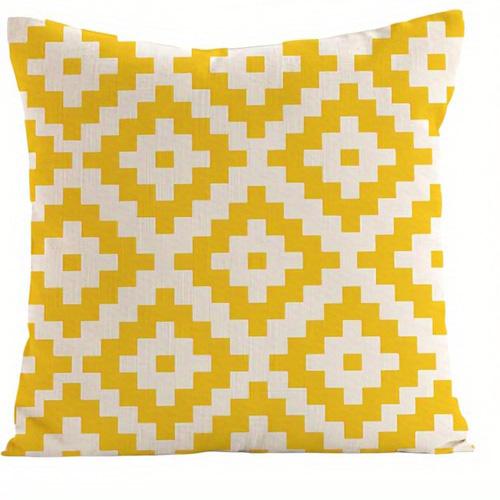 Home Decor Yellow Floral & Geometric Pillow Covers Pattern Cushion Cover Suitable for Sofa Bedroom Car Pillow Cover