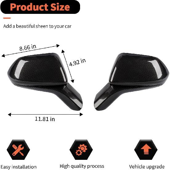 Carbon Fiber Rearview Mirror Cover Trim Decoration Exterior Accessories Compatible with Chevrolet Camaro 2016-2023