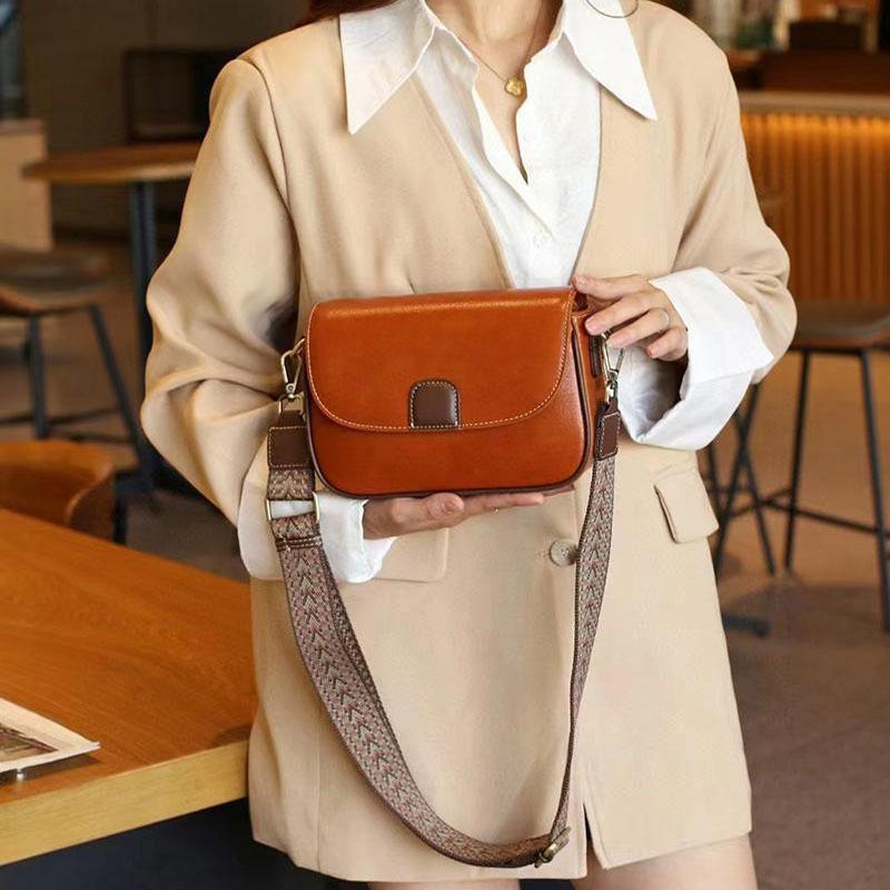 2025 Autumn New Genuine Leather Crossbody Small Square Bag for Women Casual Versatile Cowhide Single Shoulder Fashion Phone Bag