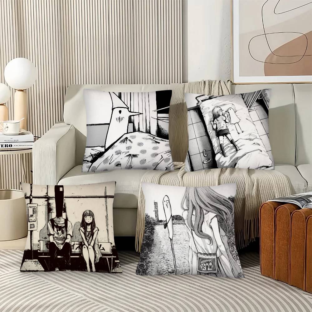 1Pc Goodnight Oyasumi Punpun Pillow Case Fashion Square Pillowcase Bedroom Sofa Room Ins Decoration Leisure