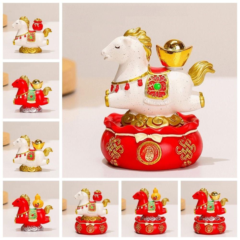 Resin New Year Mascot Miniature Desktop Ornament Zodiac Ornaments Gift Horse Figurine  Cabinet