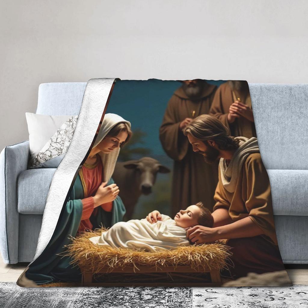 Christmas Story Jesus Is Born Blankets Quality Super Soft  Bedding Throws Winter Girls Boys Couch Chair Fluffy Bedspread