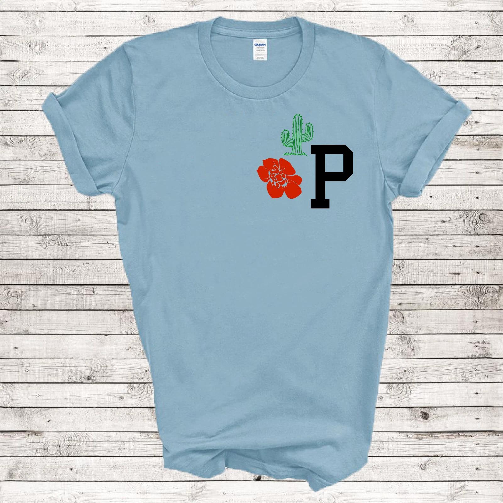 

Monogram P Names Flower Cactus Fashion 21st Century Woman Retro Gift T-Shirt M