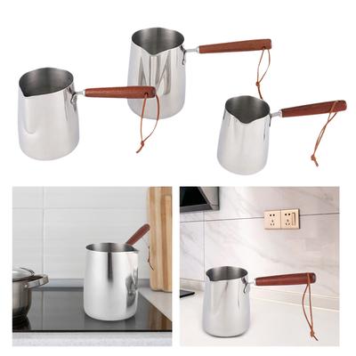 Practical Coffee Pots Milk Frothing Pitcher Stainless Steel Coffee Pots With Wood Handle For Home Cafe Use