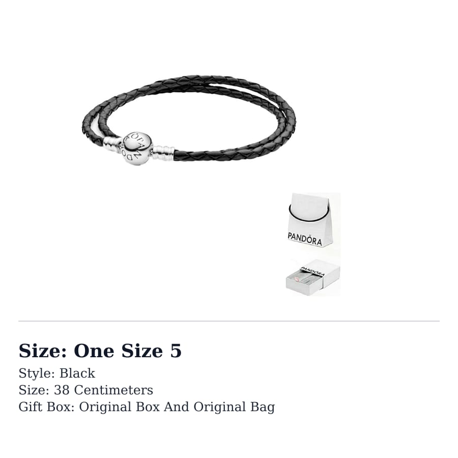 Pandora Moments Women's Black Leather Double Loop Bracelet 590745CBK-D
