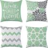 Farmhouse Pillow Covers Of 4 Gray Double-Sided Printed Throw Pillow Covers - Super Soft Short Plush Pillow Case For Couch