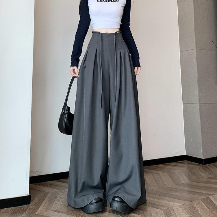 

[Spot] Suit wide-leg pants women s spring and summer design sense loose casual mopping pants skirt women 2XL сірий колір
